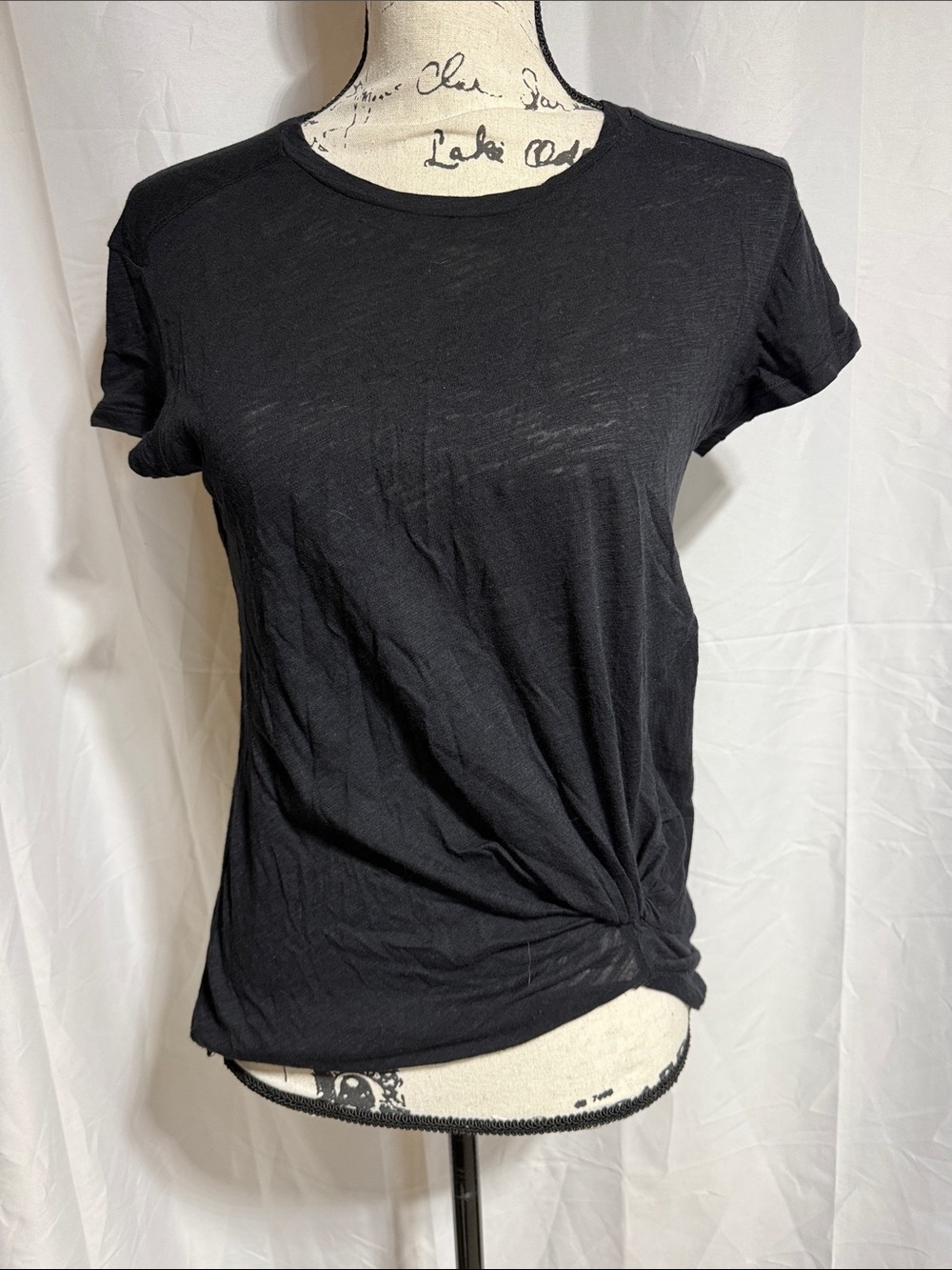 Express Black Crewneck Short Sleeve Twist Tee
